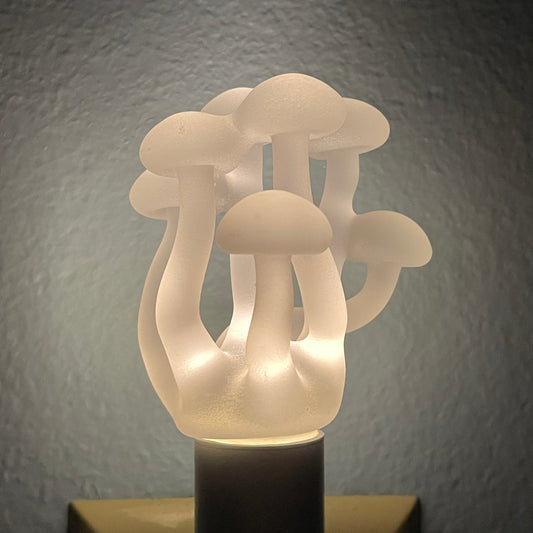 Mushroom, frosted clear glass led night light.