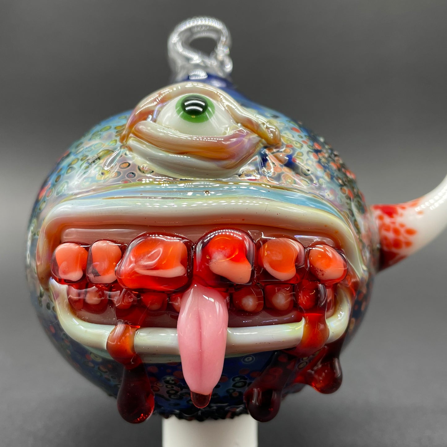 Hand-blown Beware I Bite Ornament - Leviathan Glass original