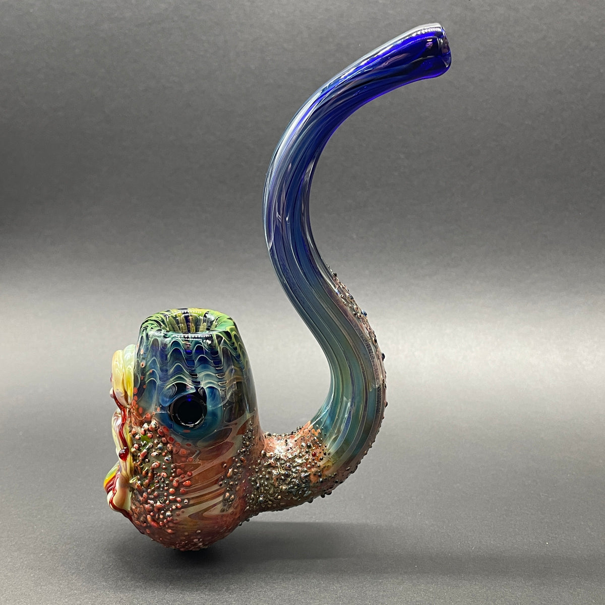 Close-up of Rainbow tongue Sherlock - handcrafted glass