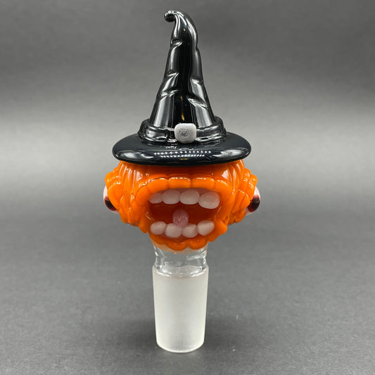 18mm Witchy pumpkin slide detail view - premium glass art