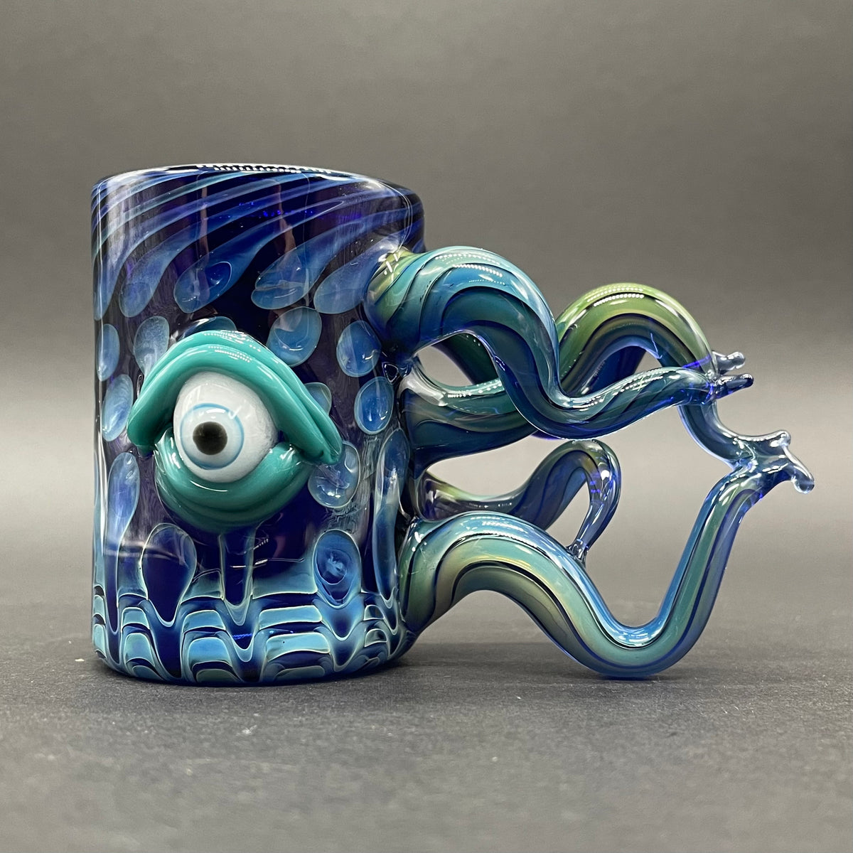 Leviathan shot glass detail view - premium glass art