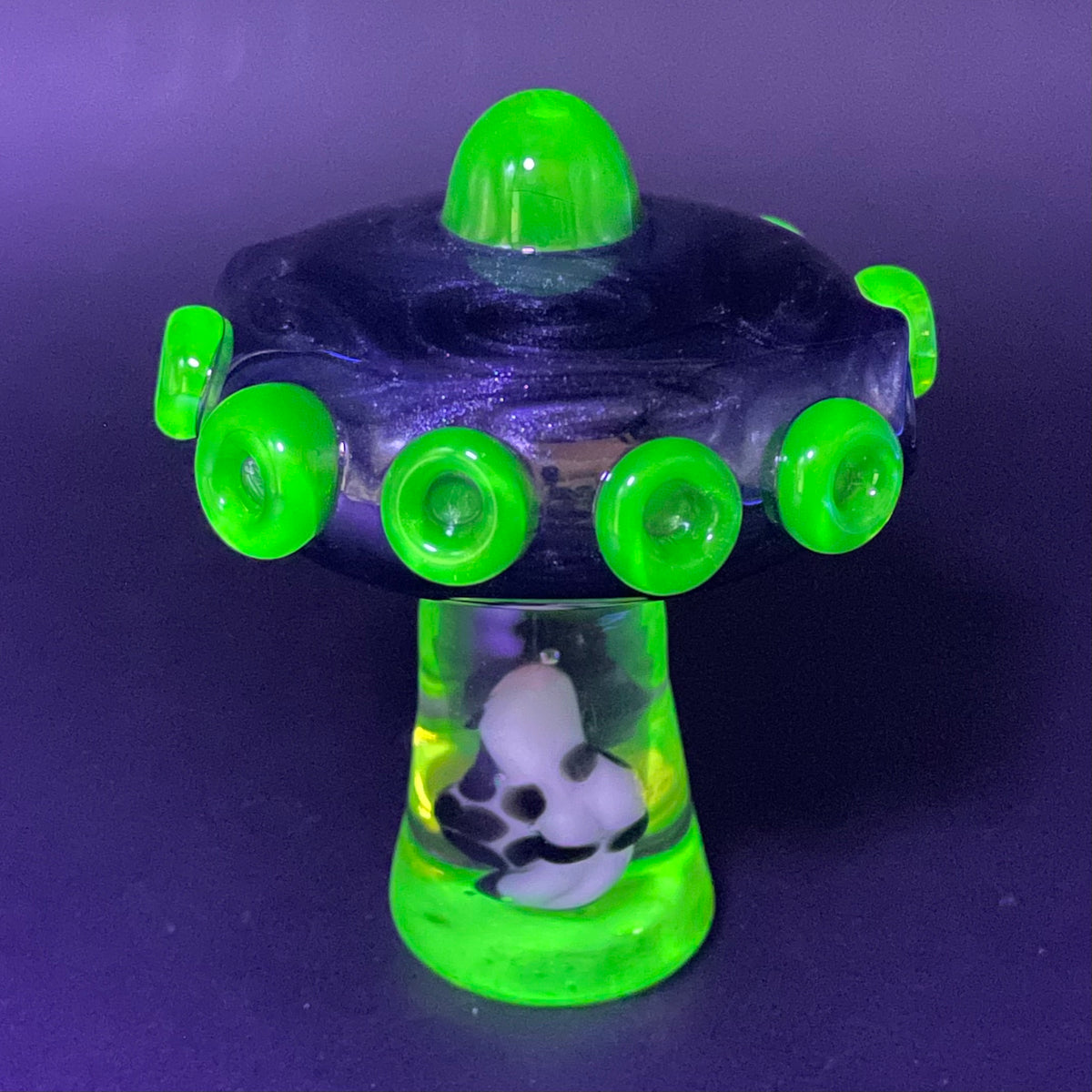 Alien abduction pendant (cow) hand blown glass art - Leviathan Glass