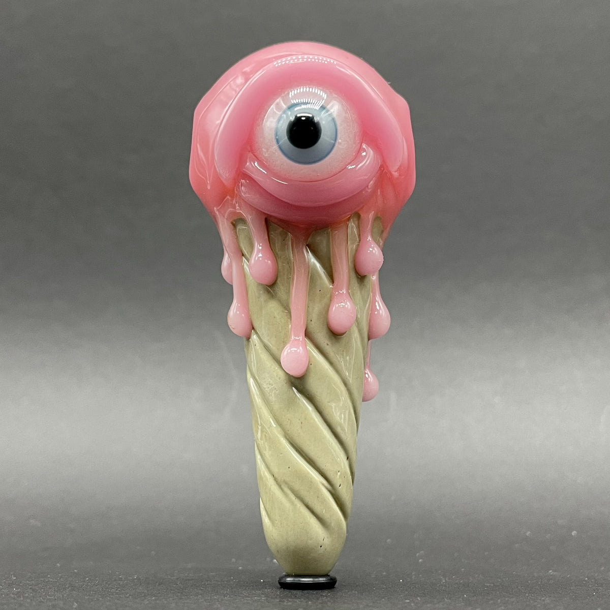 Eye scream cone pendant detail view - premium glass art