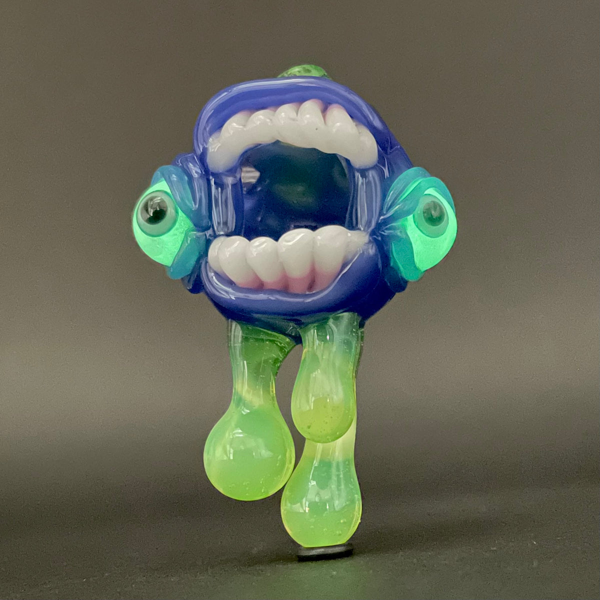 Drippy screamer pendant hand blown glass art - Leviathan Glass