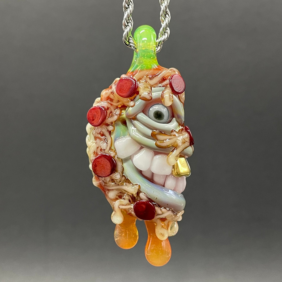 Two halves of one pizza friendship necklace