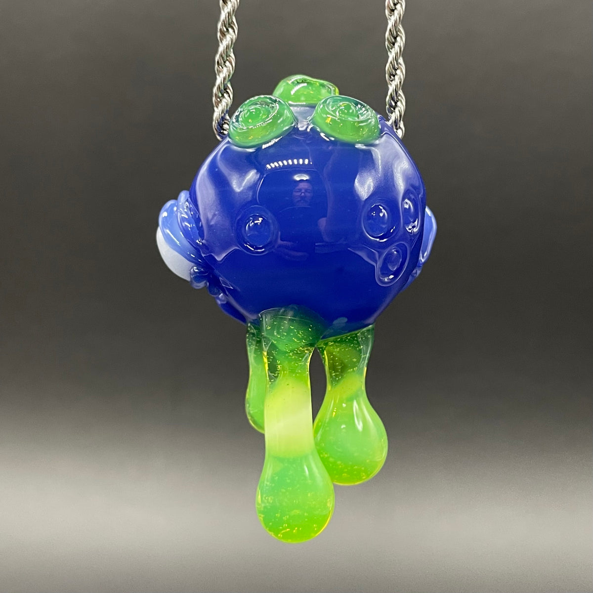 Drippy screamer pendant hand blown glass art - Leviathan Glass