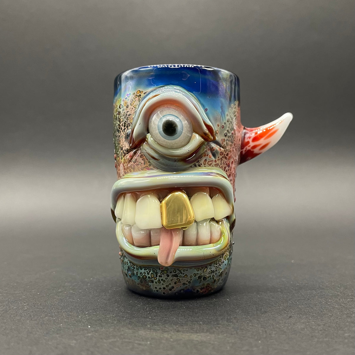 Hand-blown glass Cyclops shot glass by Leviathan Glass
