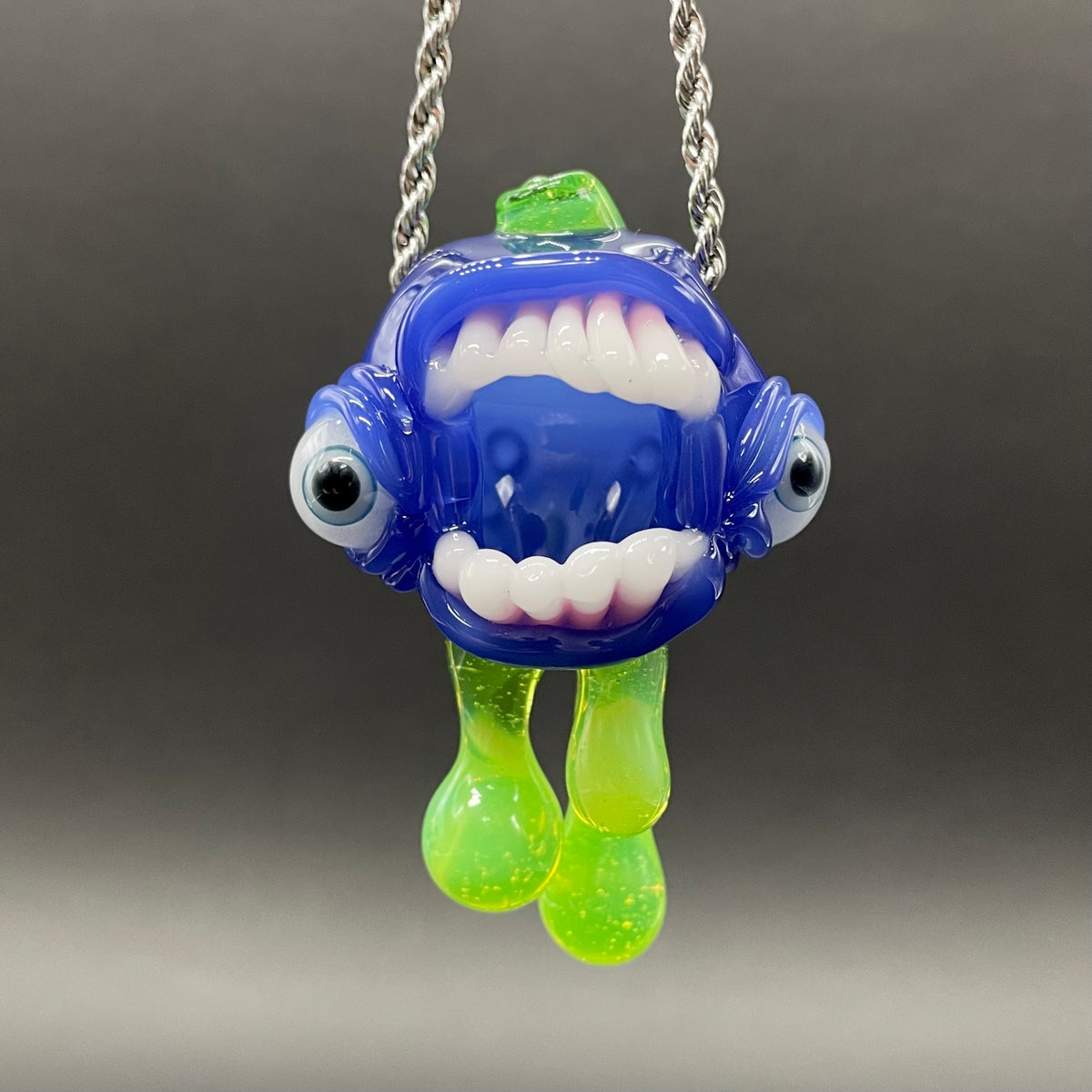 Drippy screamer pendant hand blown glass art - Leviathan Glass