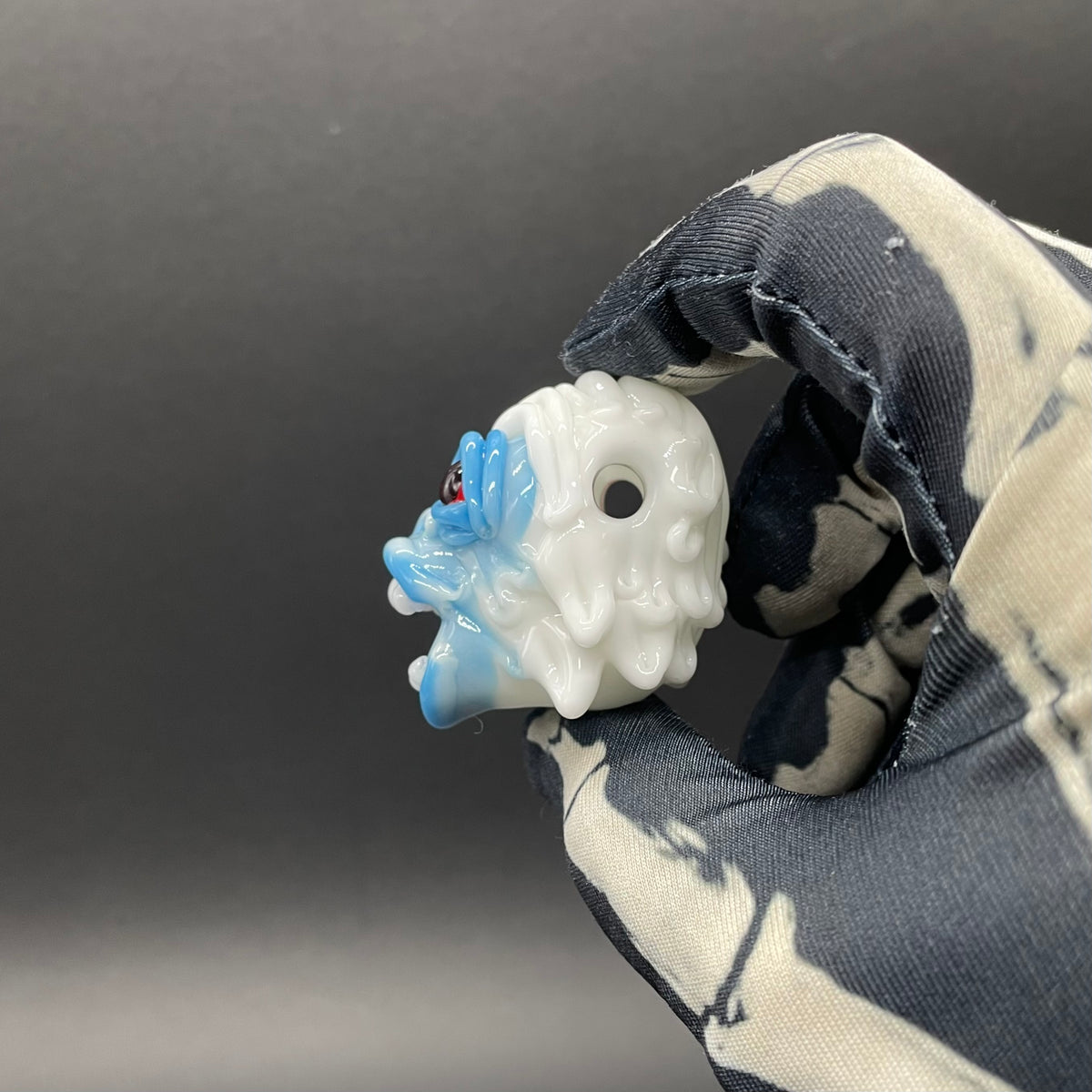 Blown glass yeti pendant
