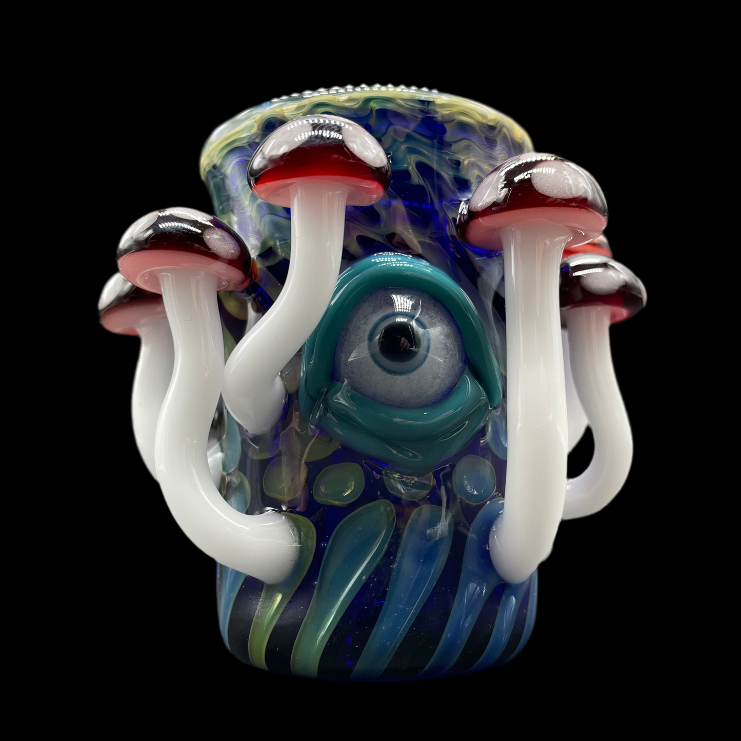 Hand-blown Red mushroom shot glass - Leviathan Glass original