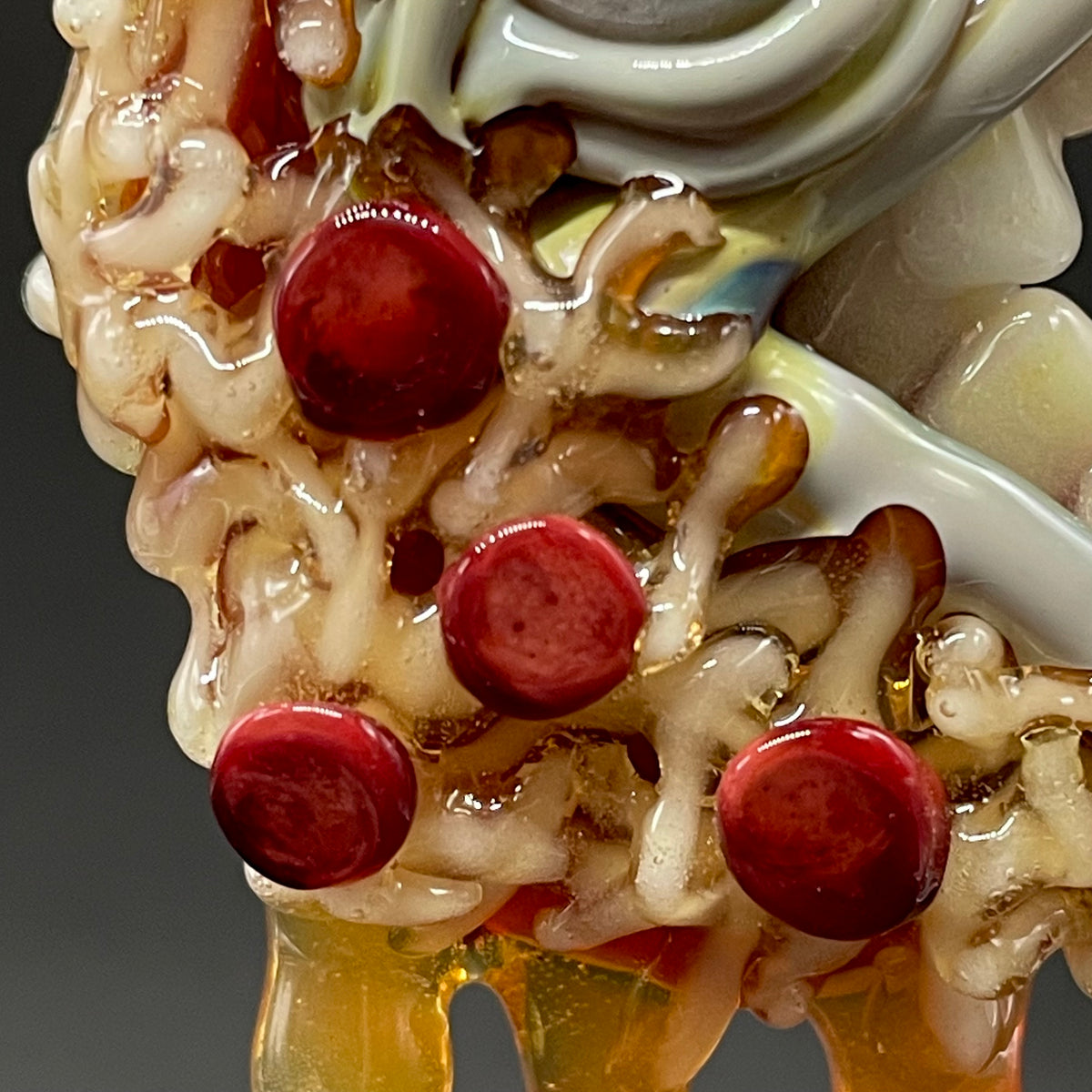 Pizza fiend pendant hand blown glass art - Leviathan Glass