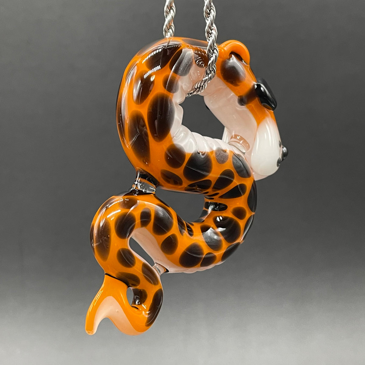 Premium Slithering Chester Cheetah glass pendant - collectible glass art