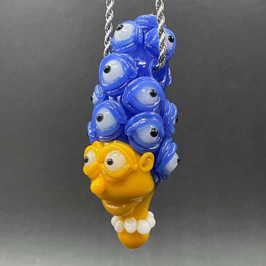 Marge Simpson Mutant Pendant detail view - premium glass art