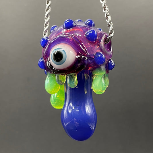 About last night glass mushroom pendant detail view - premium glass art