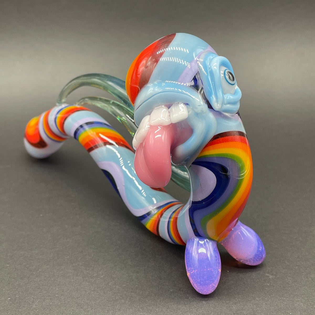 Close-up of Rainbow Sherlock - handcrafted glass