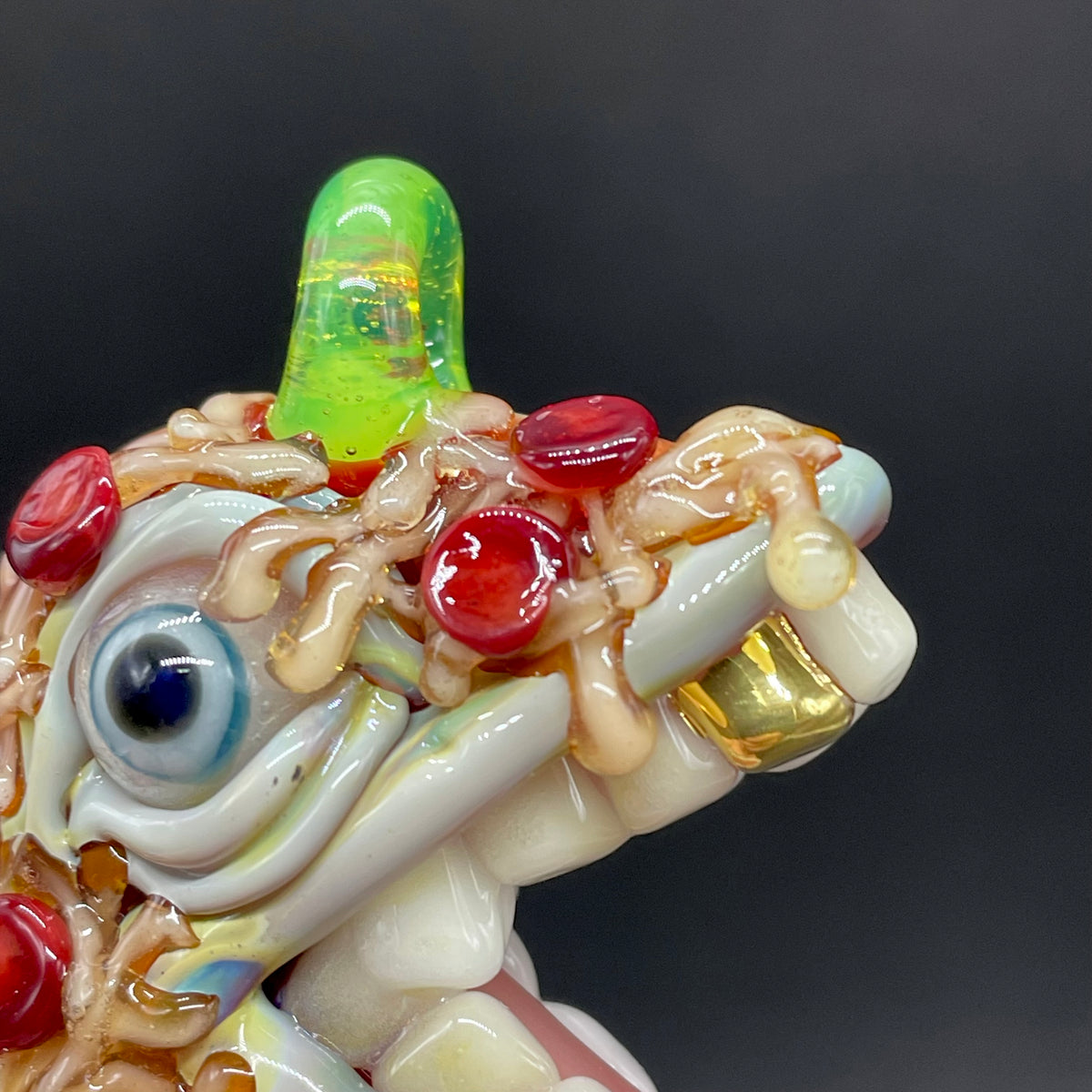 Pizza fiend pendant hand blown glass art - Leviathan Glass