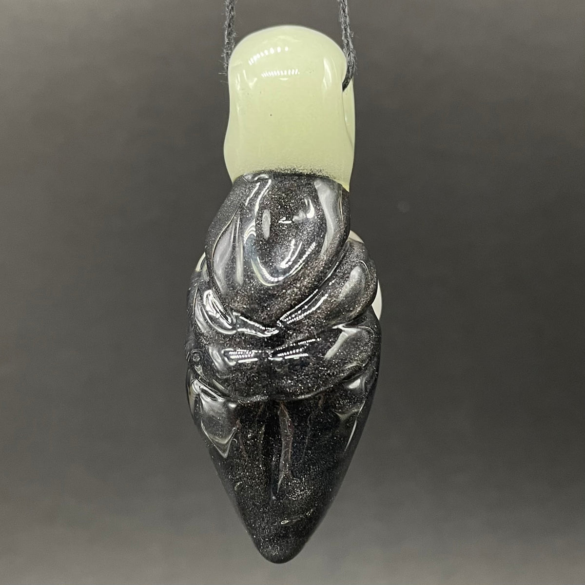 Black light reactive fertility pendant glass art - premium handcrafted piece