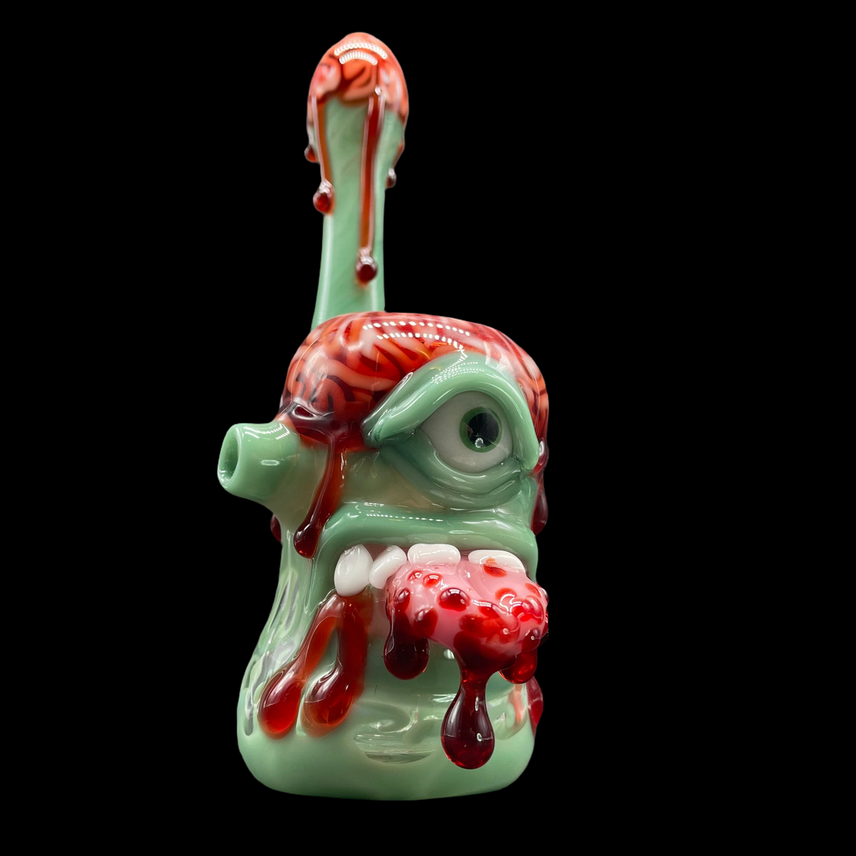 Hand-blown glass Brain eater bubbler by Leviathan Glass