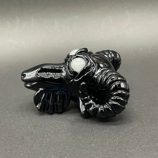 Black Philip pendant detail view - premium glass art