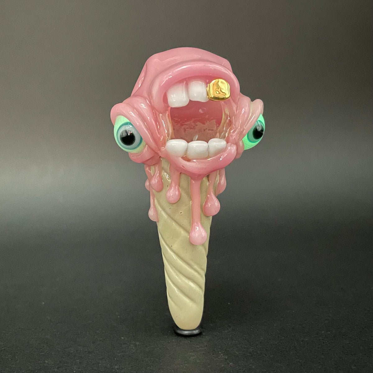 Close-up of Ice scream cone pendant - handcrafted glass