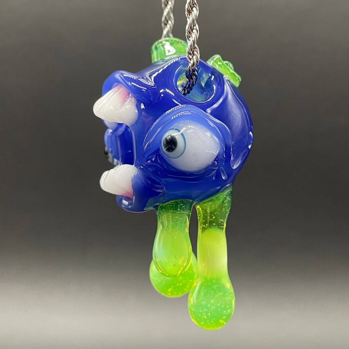 Drippy screamer pendant hand blown glass art - Leviathan Glass