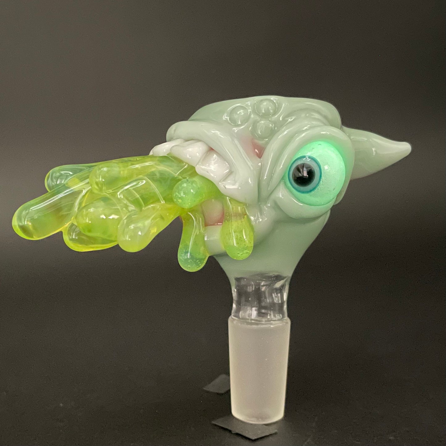 Hand-blown 14mm 4 hole barf slide - Leviathan Glass original