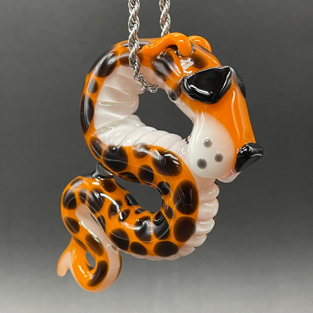 Leviathan Glass Slithering Chester Cheetah glass pendant - hand-blown art