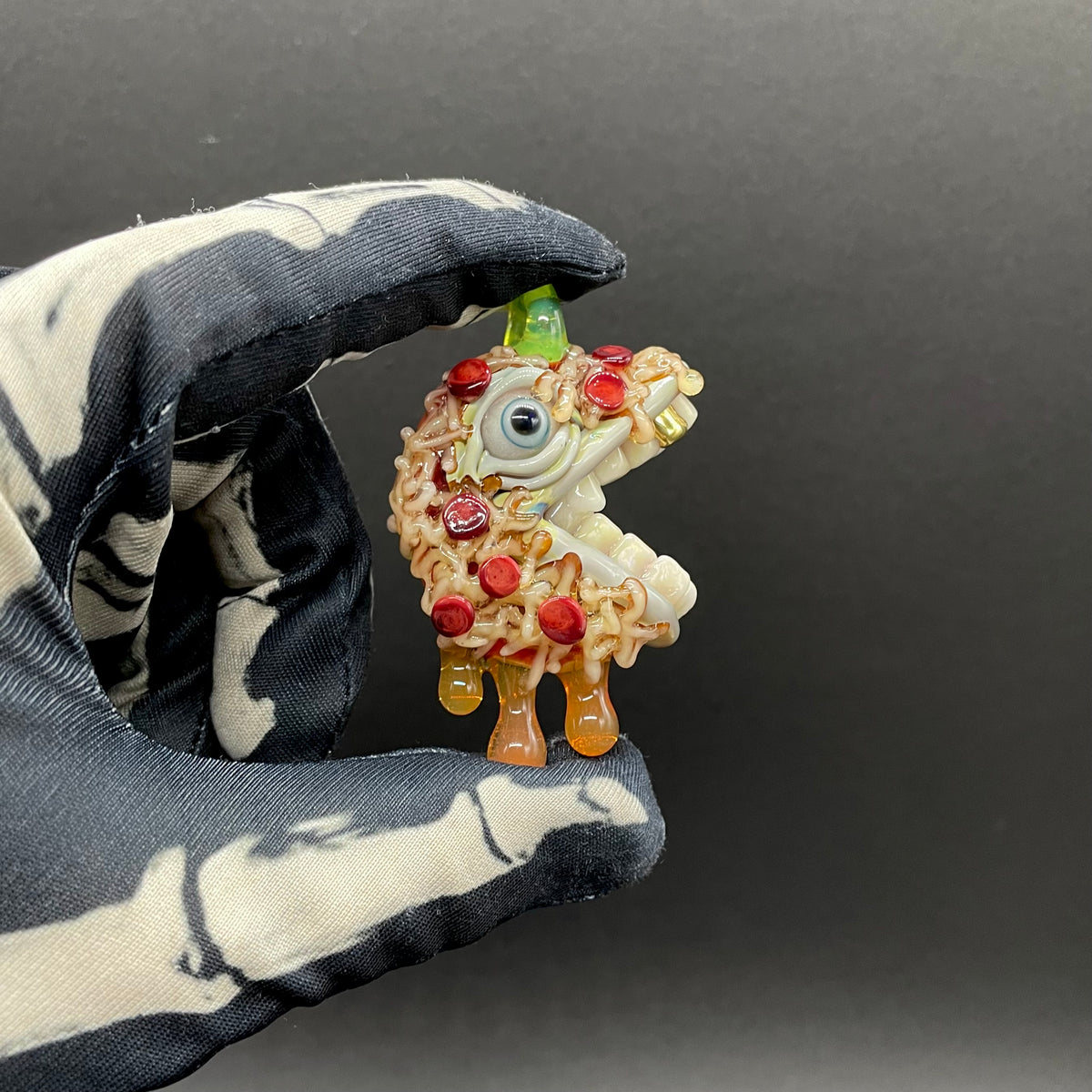Pizza fiend pendant hand blown glass art - Leviathan Glass