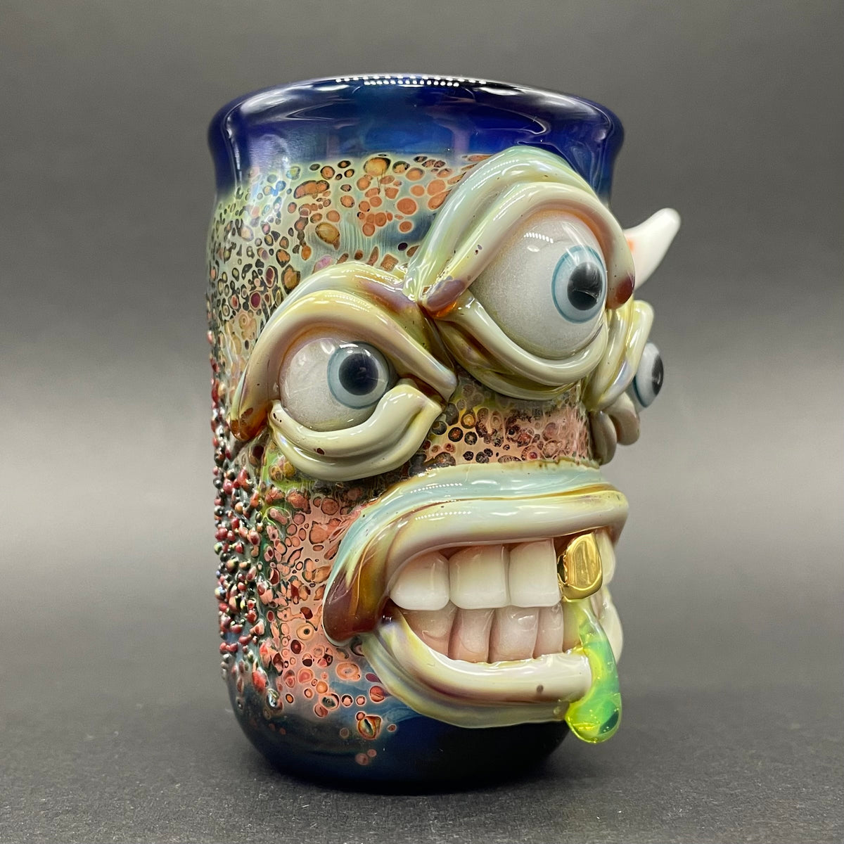 Triclops shot glass by Leviathan Glass - artisan detail
