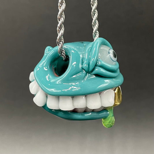 Grinning like a fool glass pendant