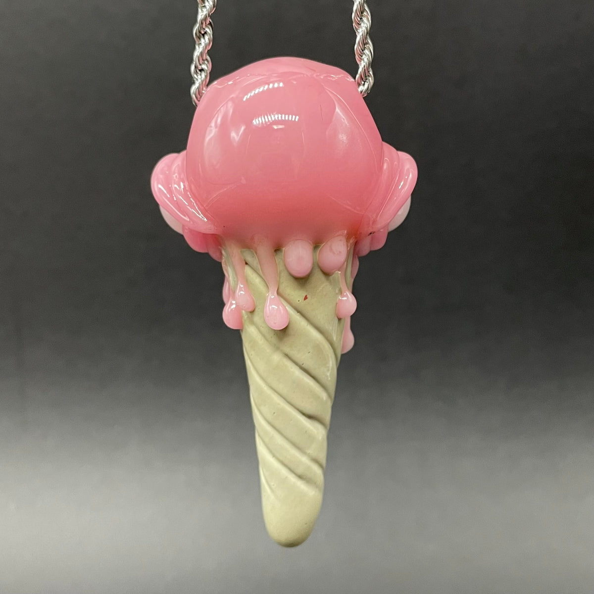 Hand-blown Ice scream cone pendant - Leviathan Glass original