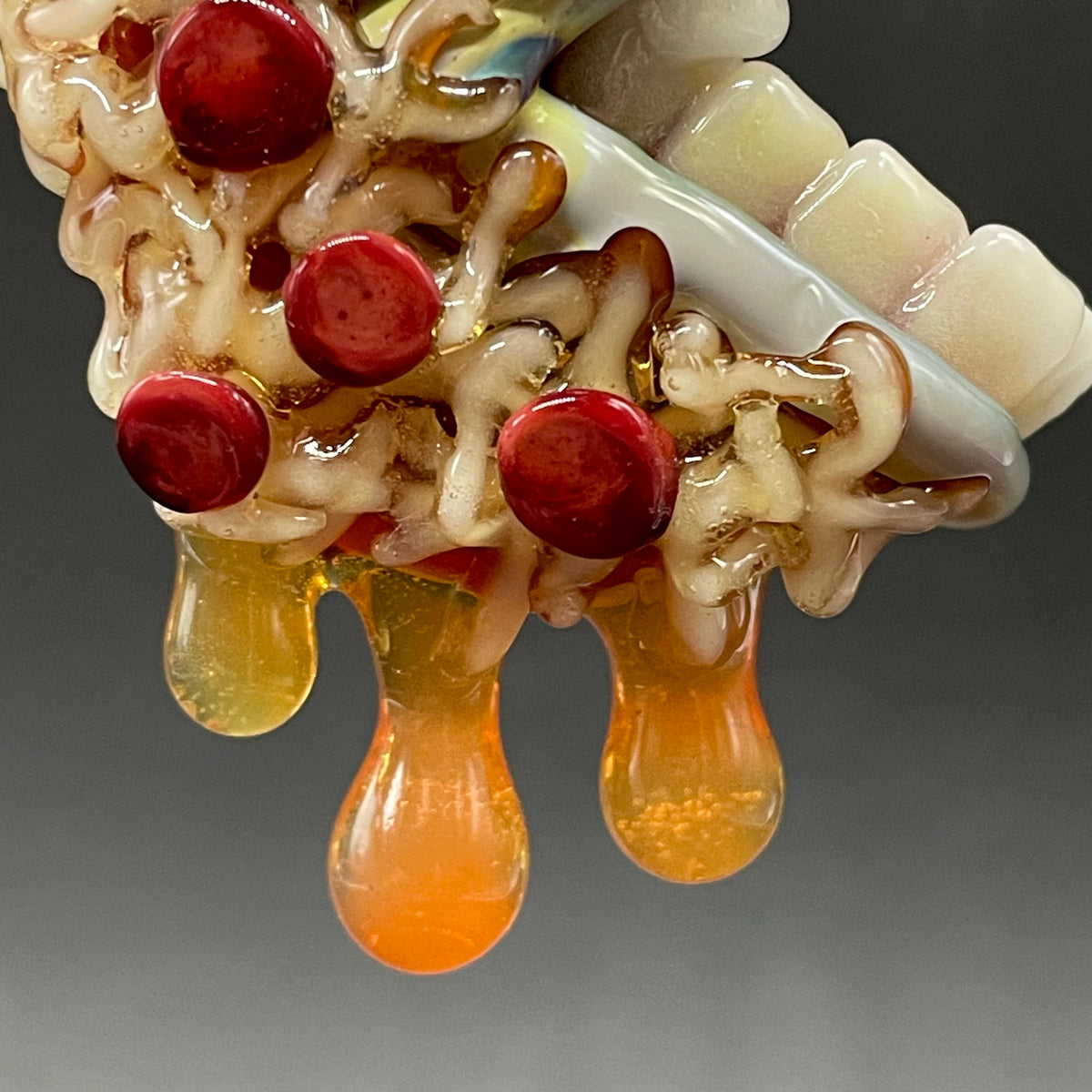 Pizza fiend pendant hand blown glass art - Leviathan Glass