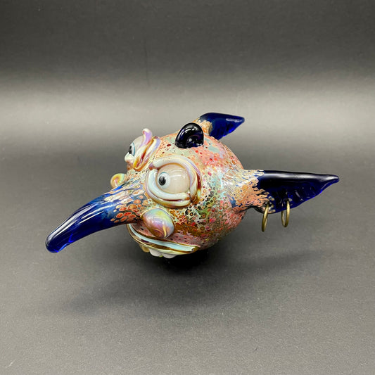 Goblin glass ornament detail view - premium glass art