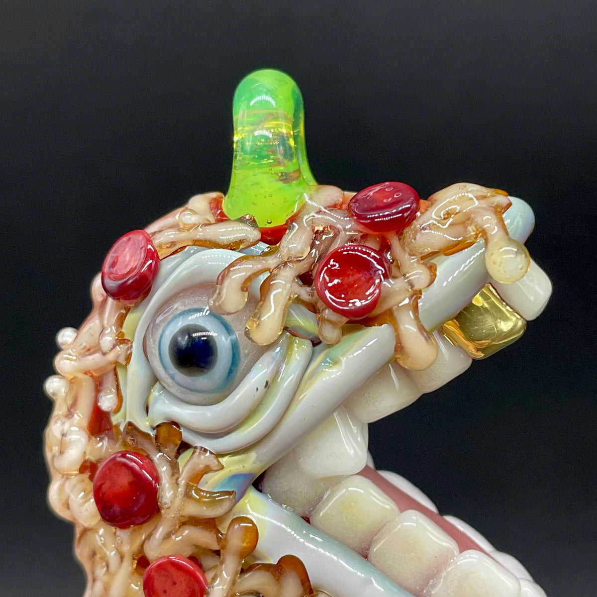Pizza fiend pendant hand blown glass art - Leviathan Glass