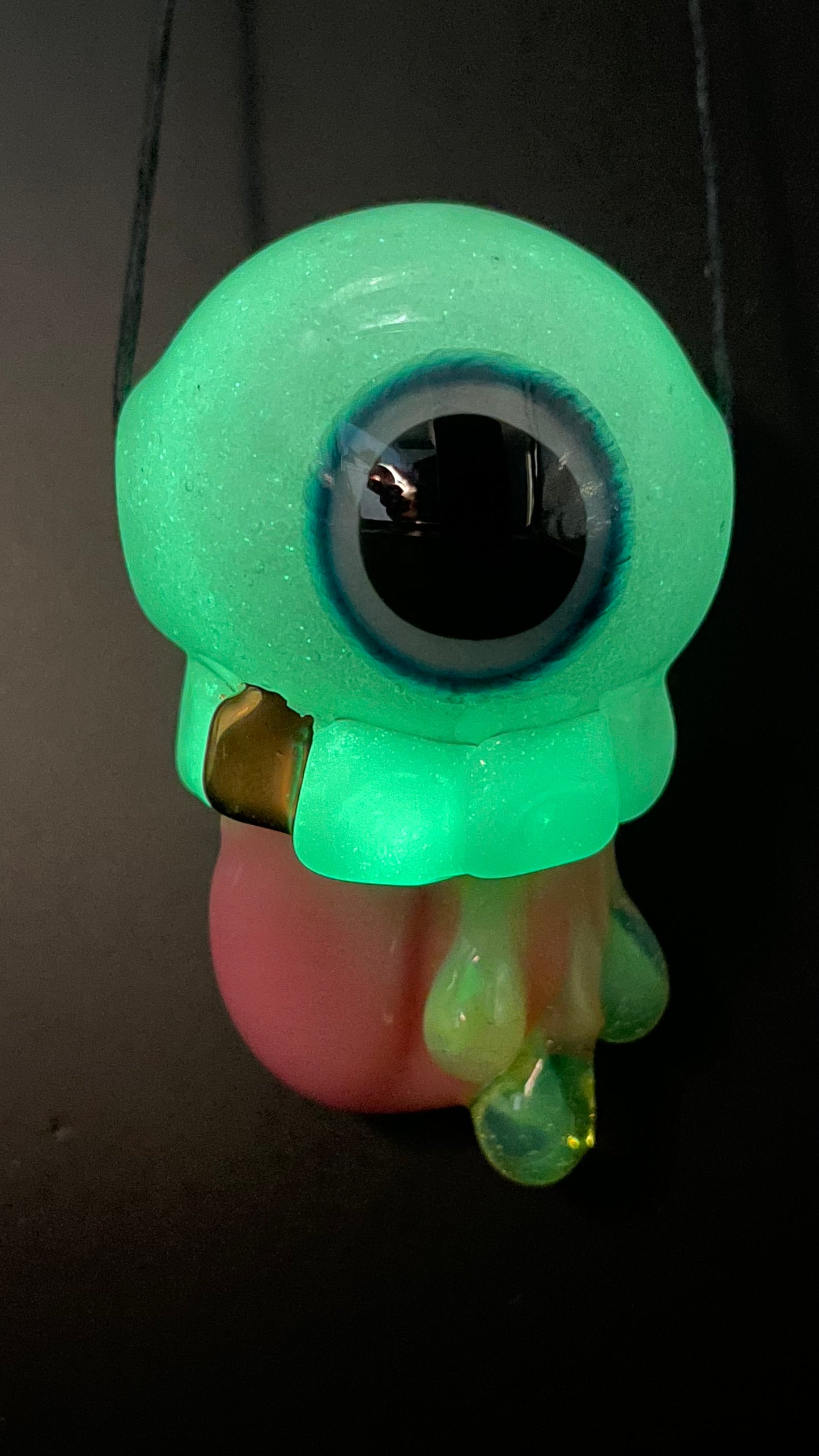 Hand-blown Glow in the dark eye pendant - Leviathan Glass original