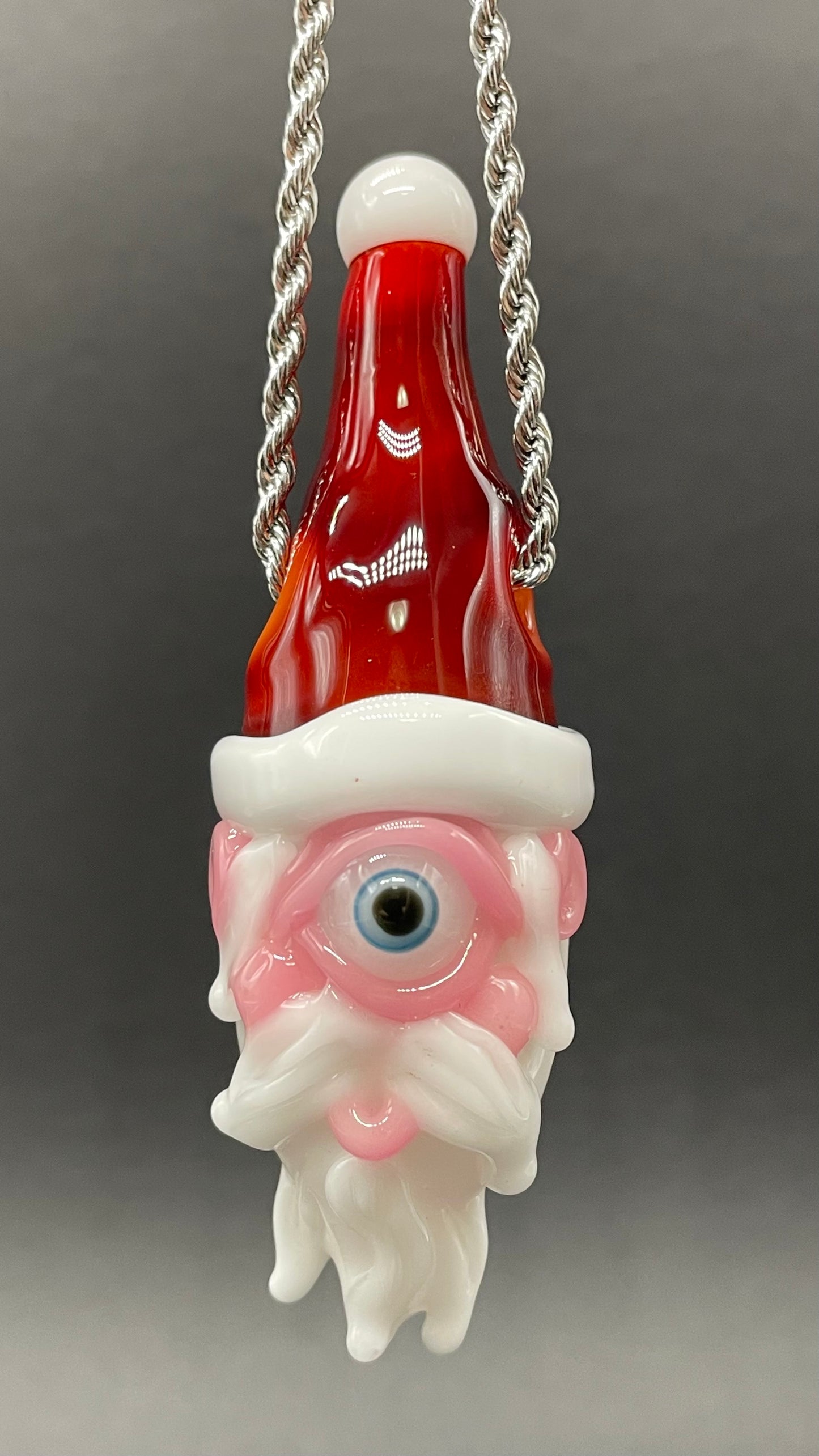 Hand-blown Cyclops Santa glass pendant - Leviathan Glass original