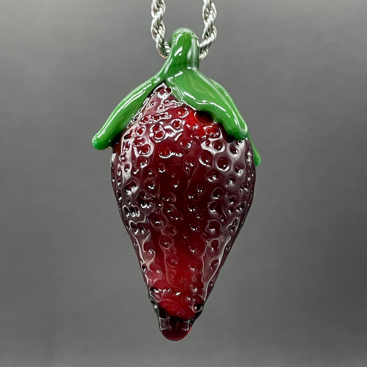 Premium Cyclops strawberry pendant - collectible glass art