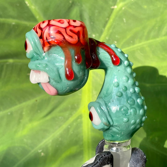 18mm single hole Brainless bob slide detail view - premium glass art