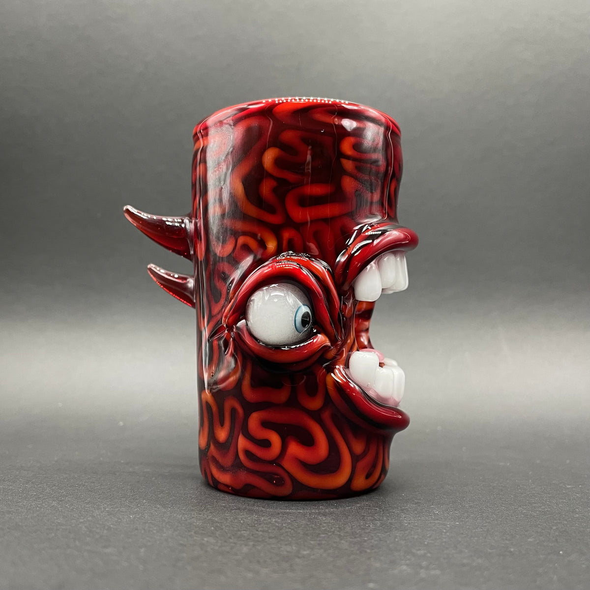 Hand-blown glass mind scrambler shot glass by Leviathan Glass