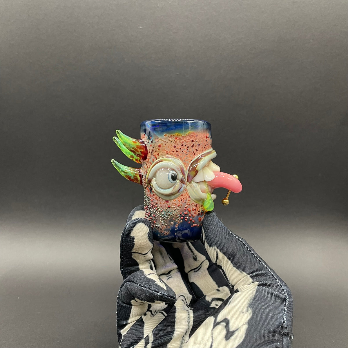 Pierced Tongue Shot Glass detail view - premium glass art