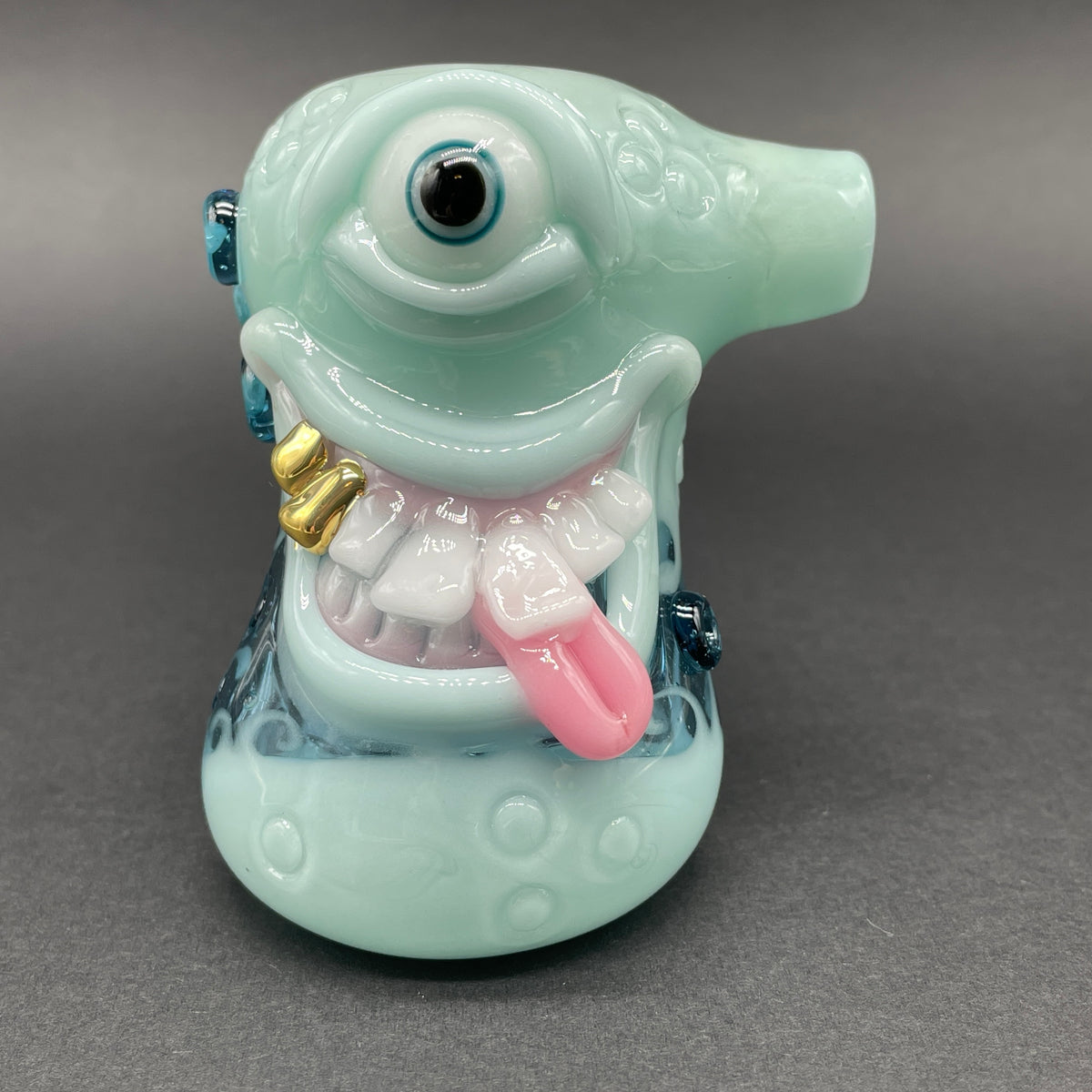 Hand-blown Smiley face bubbler - Leviathan Glass original