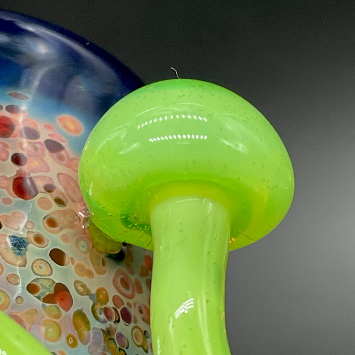 Green slime mushroom shot glass hand blown glass art - Leviathan Glass