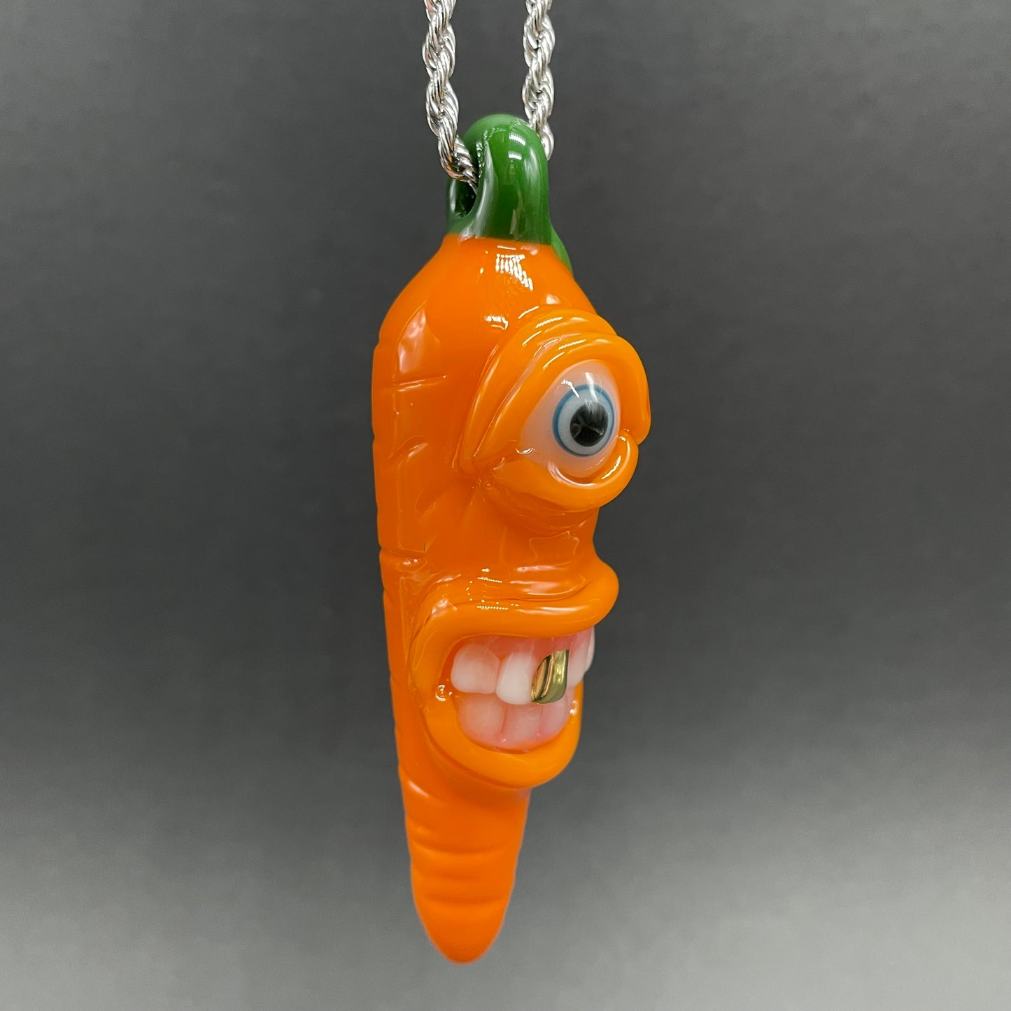Hand-blown Glass carrot pendant - Leviathan Glass original