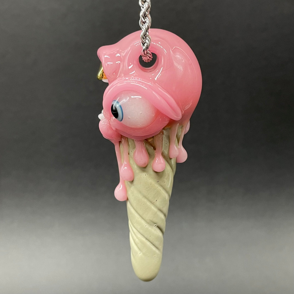 Artisan glass Ice scream cone pendant - detailed craftsmanship