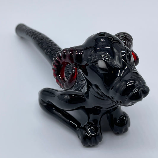 Demon dog Sherlock detail view - premium glass art