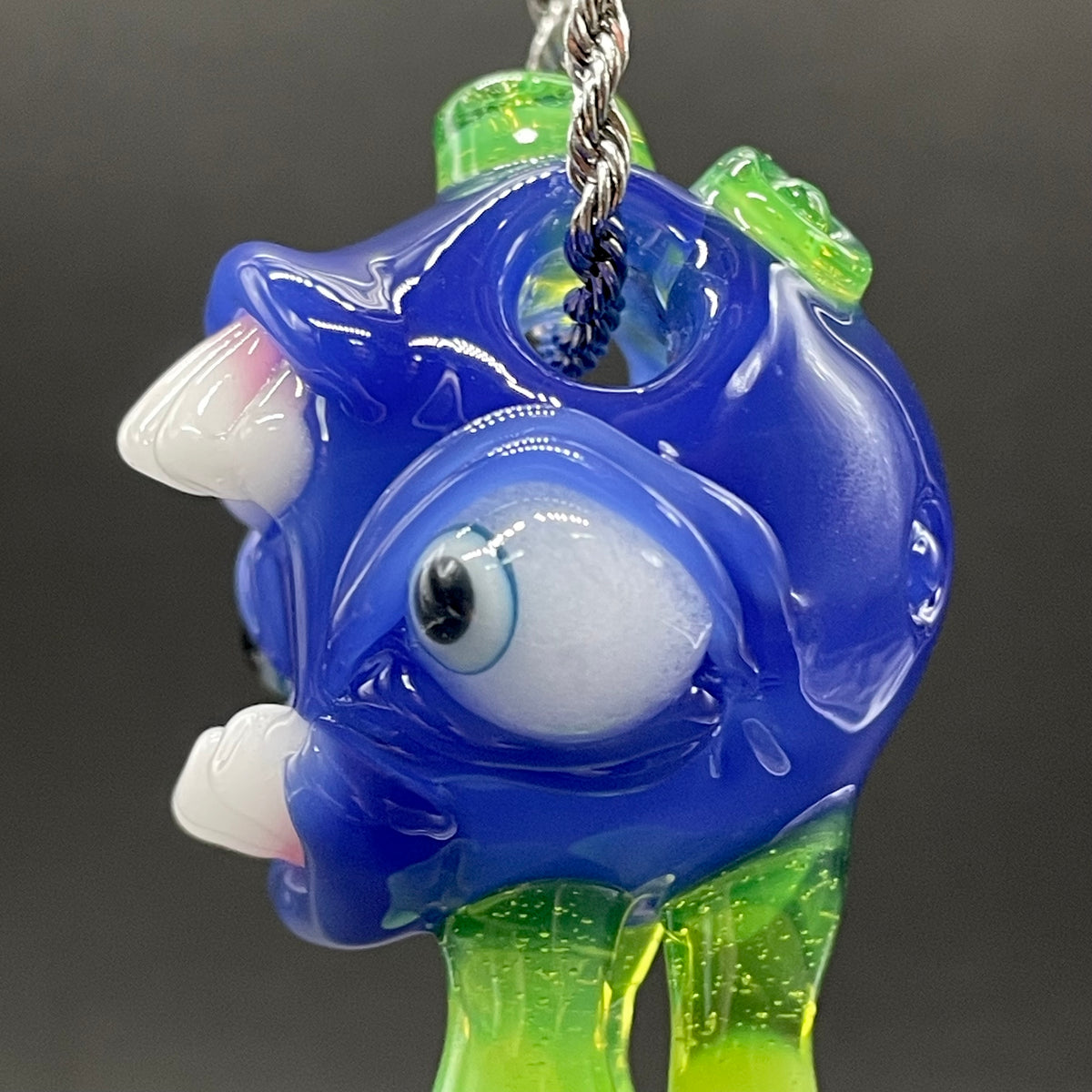 Drippy screamer pendant hand blown glass art - Leviathan Glass