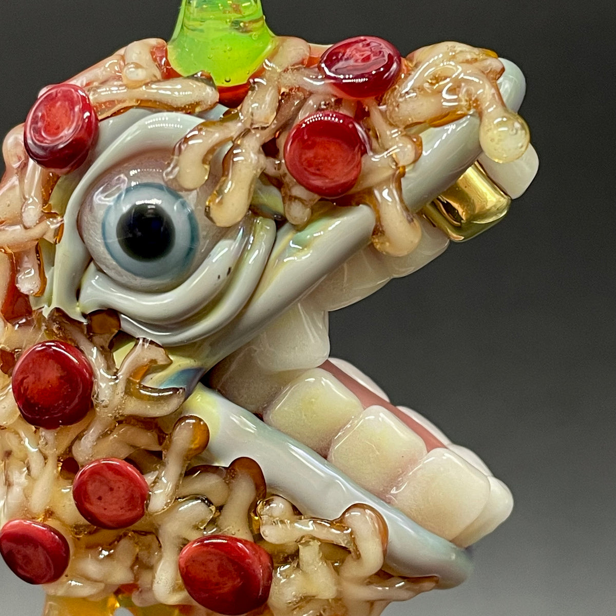 Pizza fiend pendant hand blown glass art - Leviathan Glass