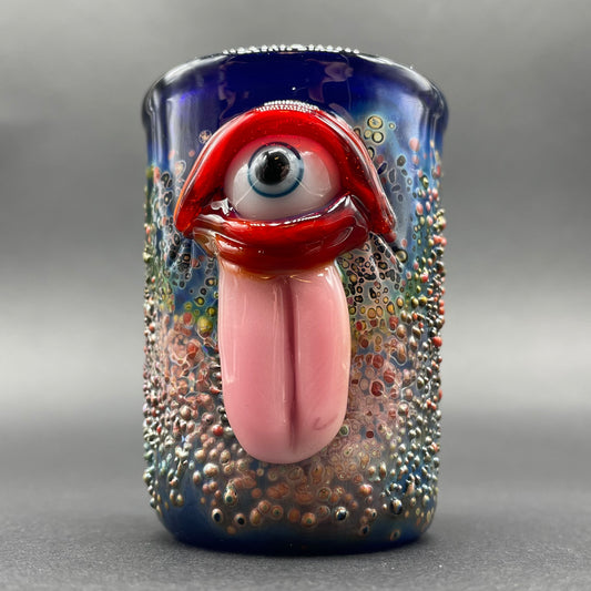 Eye tongue shot glass detail view - premium glass art