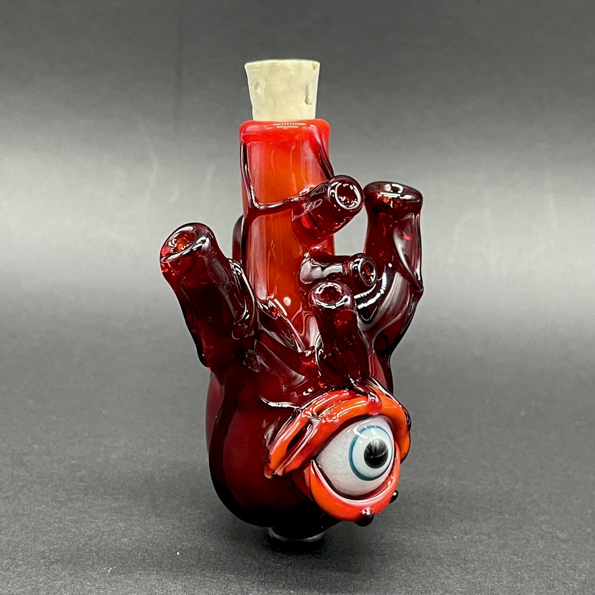 Anatomical glass heart cork jar pendant glass art - premium handcrafted piece