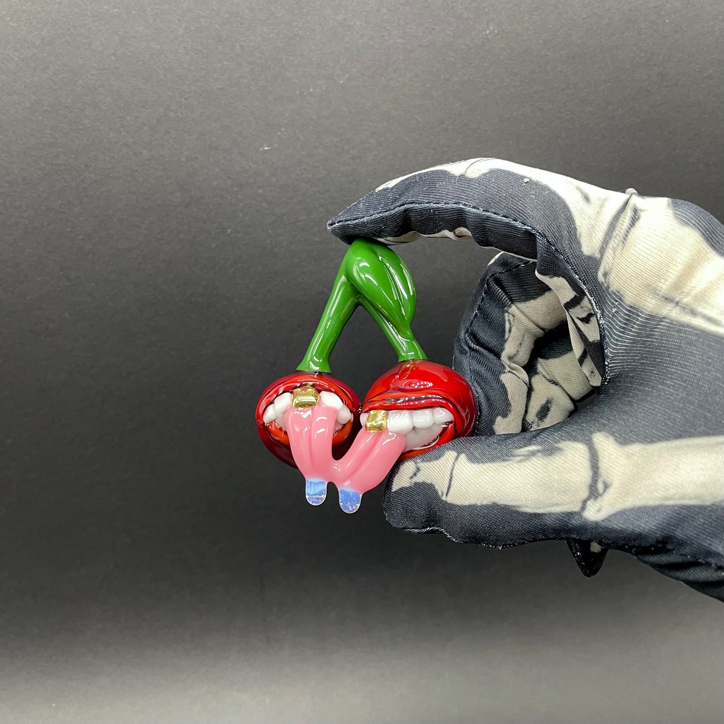 Hand-blown Cherry lover pendant - Leviathan Glass original